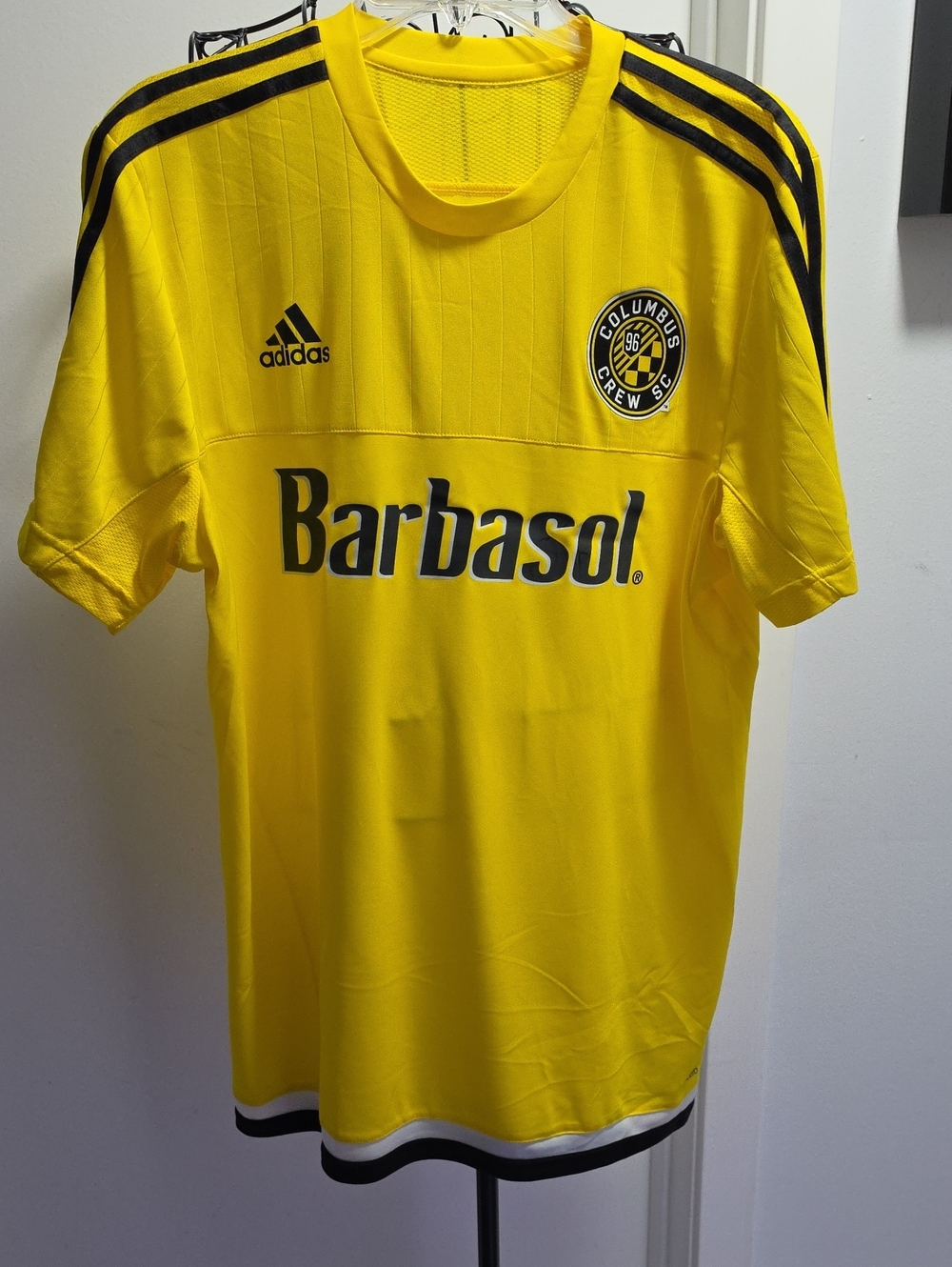 Adidas Yellow Columbus Crew Barbasol Soccer Jersey